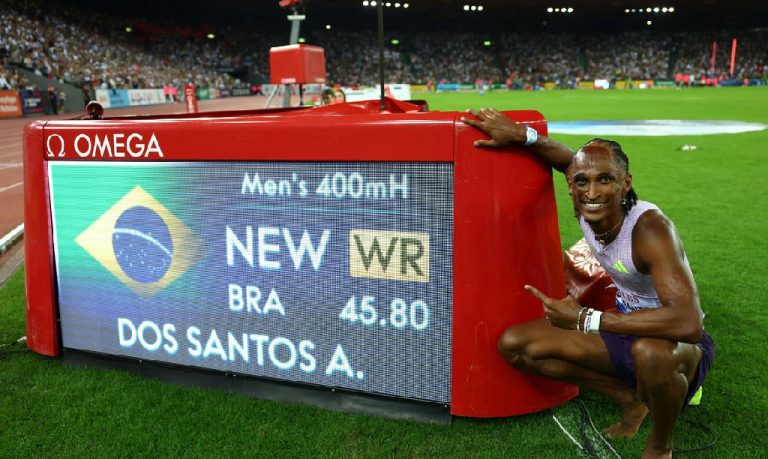 Alison dos Santos crava 45s80 em Zurique e estabelece novo recorde mundial nos 400m com barreiras
